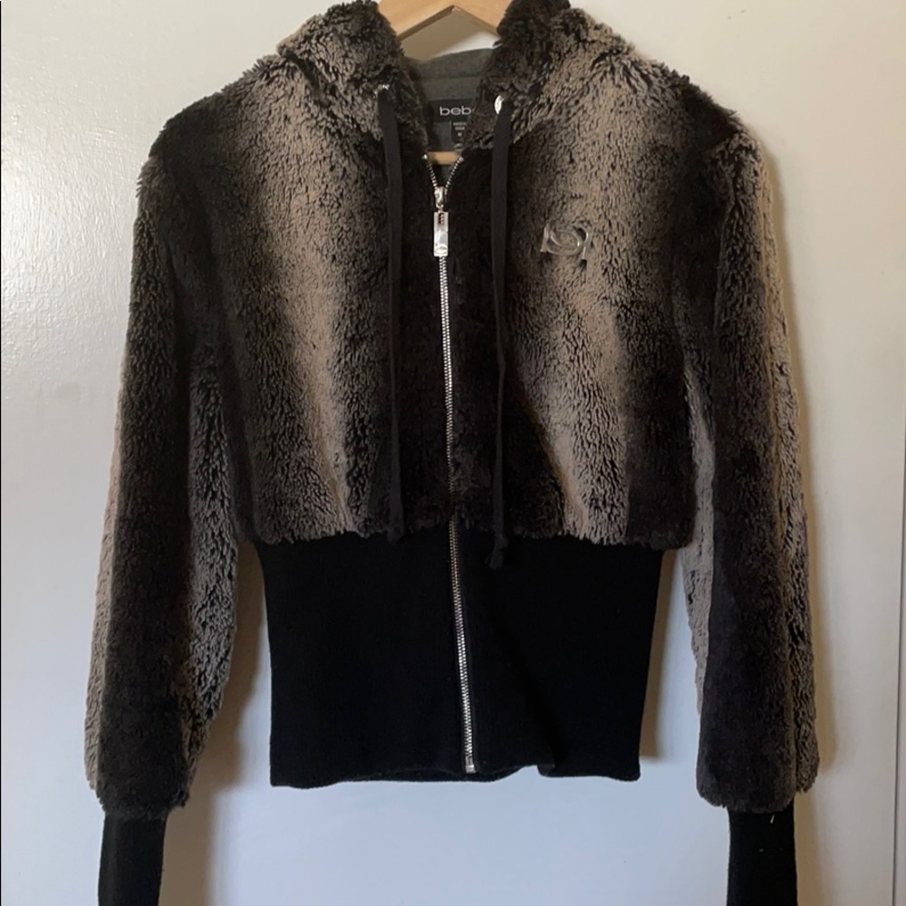 Bebe Hooded Jacket Black/Gray